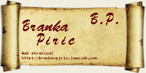 Branka Pirić vizit kartica